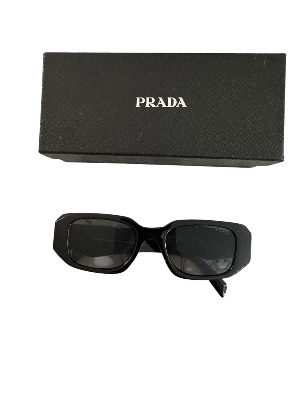 Prada Black Rectangular Women’s Sunglasses with Logo